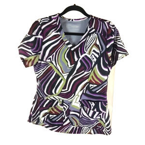 Grey's Anatomy Women's Scrub Top Size Small Purple Black White No Iron...
